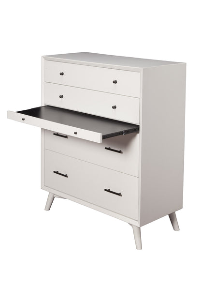 White Solid Wood Four Drawer Chest image 4