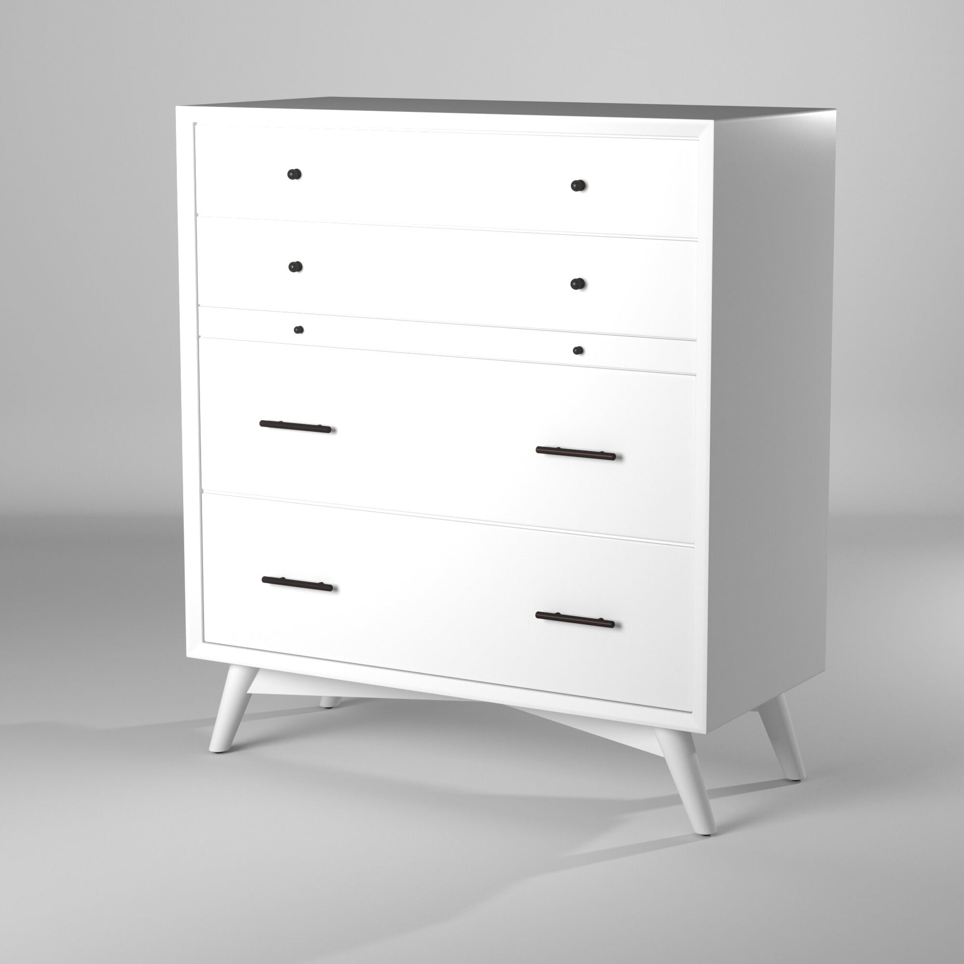 White Solid Wood Four Drawer Chest image 6