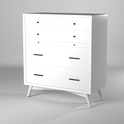 White Solid Wood Four Drawer Chest image 6