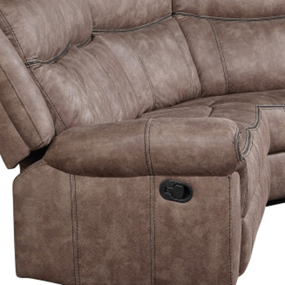 Chocolate Velvet L Shaped 6 Piece Sectional w/ Console