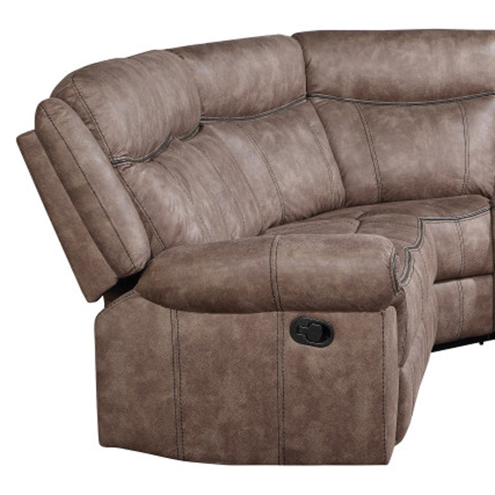 Chocolate Velvet L Shaped 6 Piece Sectional w/ Console