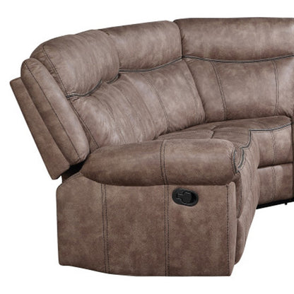 Chocolate Velvet L Shaped 6 Piece Sectional w/ Console