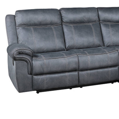 Gray Velvet L Shaped 6 Piece Sectional w/ Console