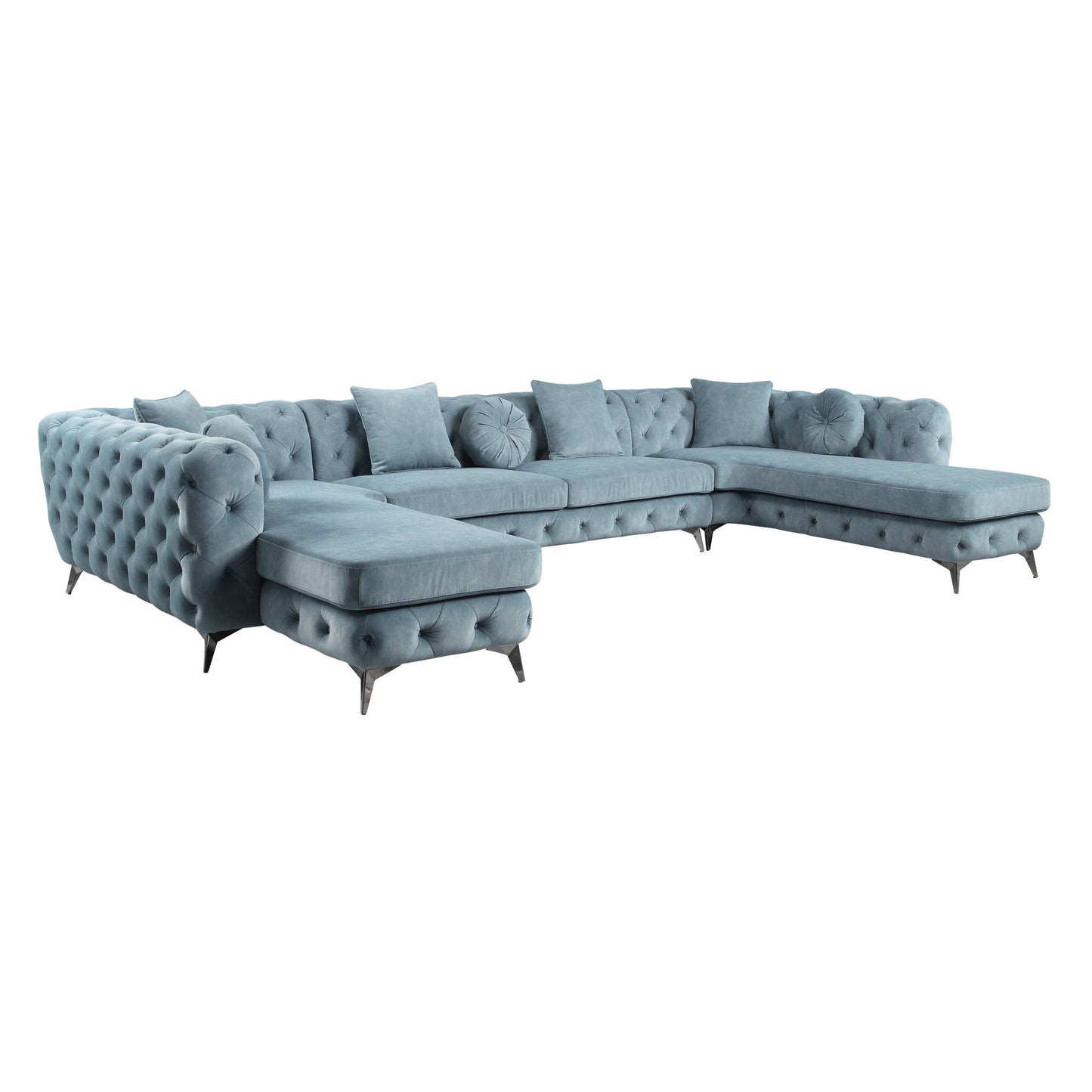 Deep Green Leather Match U Shaped 3 Piece Sectional