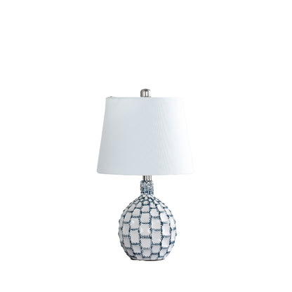 Blue & White Table Lamp w/ Off Shade