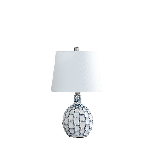 Blue & White Table Lamp w/ Off Shade