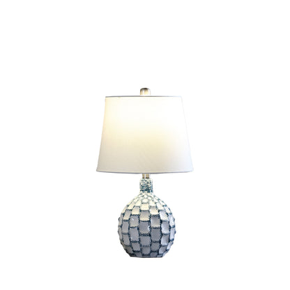 Blue & White Table Lamp w/ Off Shade