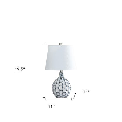 Blue & White Table Lamp w/ Off Shade