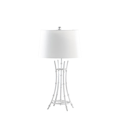Silver Bamboo Design Table Lamp w/ Off Shade