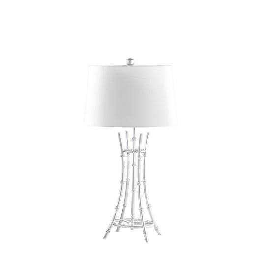 Silver Bamboo Design Table Lamp w/ Off Shade