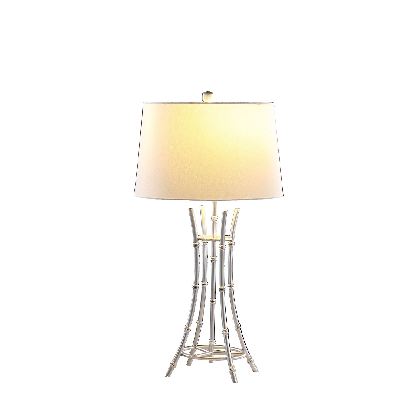 Silver Bamboo Design Table Lamp w/ Off Shade