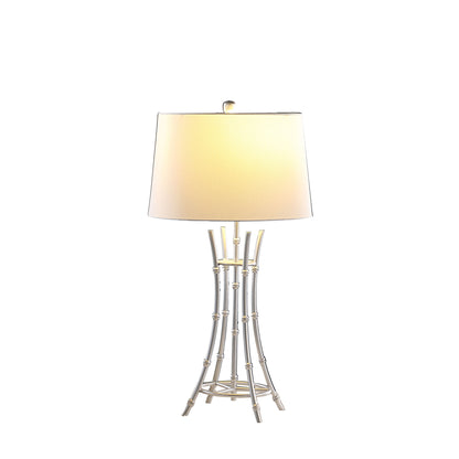 Silver Bamboo Design Table Lamp w/ Off Shade