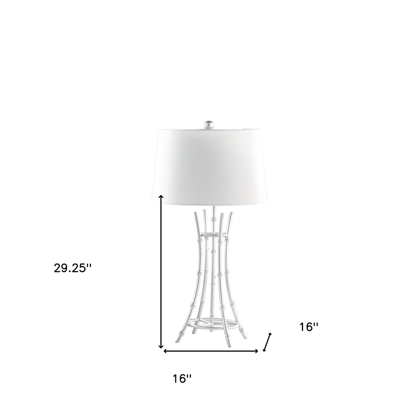 Silver Bamboo Design Table Lamp w/ Off Shade