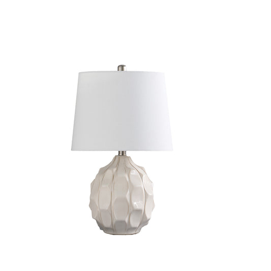 Cream Faceted Table Lamp w/ Off Shade
