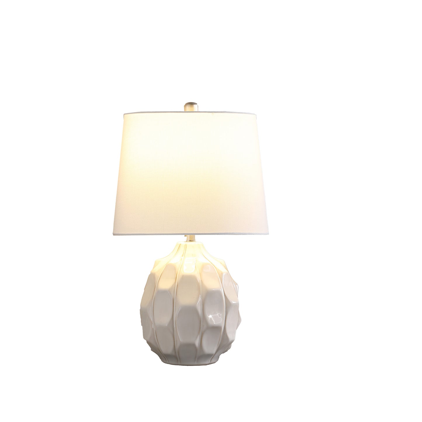 Cream Faceted Table Lamp w/ Off Shade