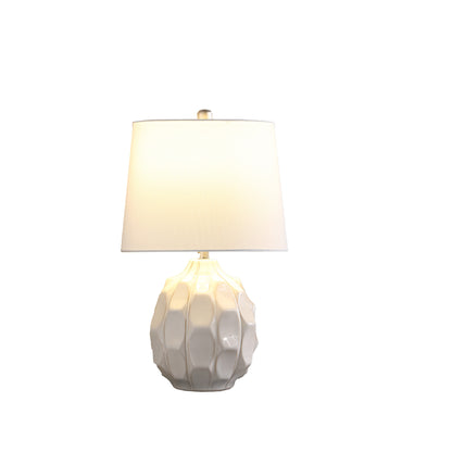 Cream Faceted Table Lamp w/ Off Shade