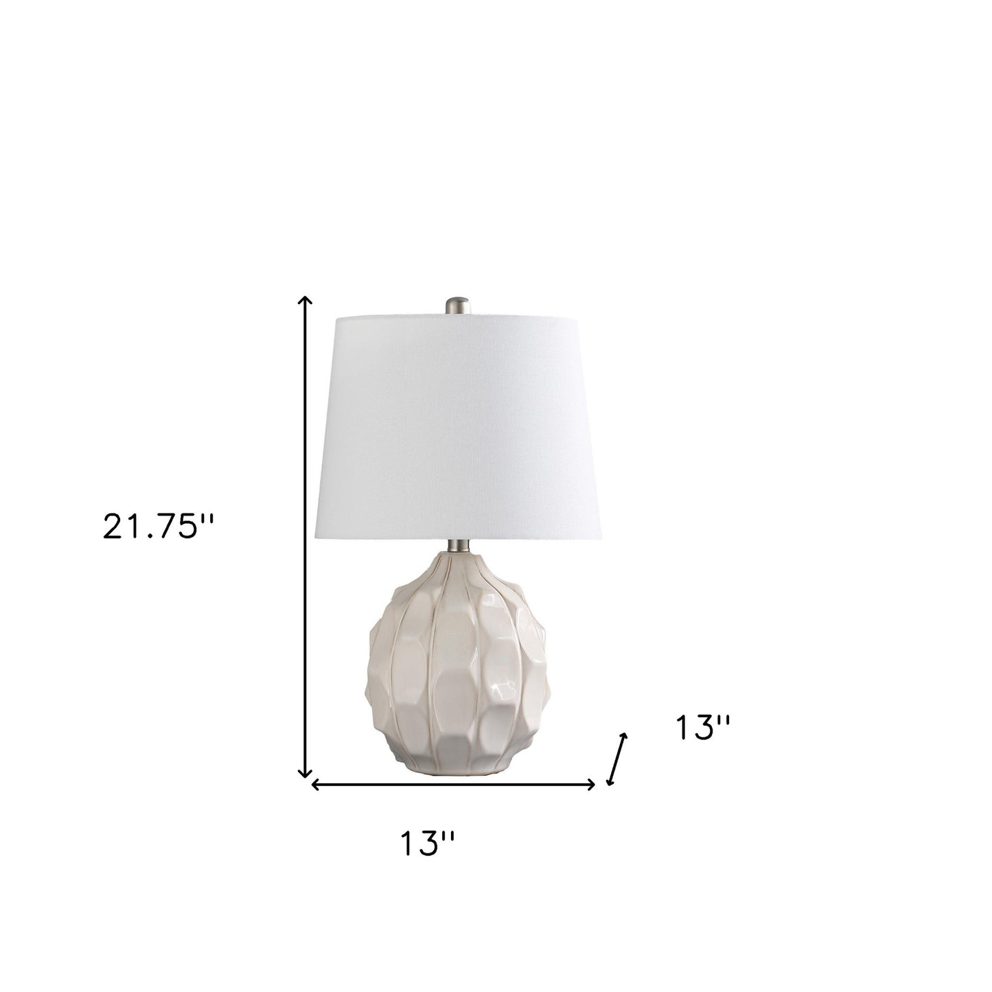 Cream Faceted Table Lamp w/ Off Shade