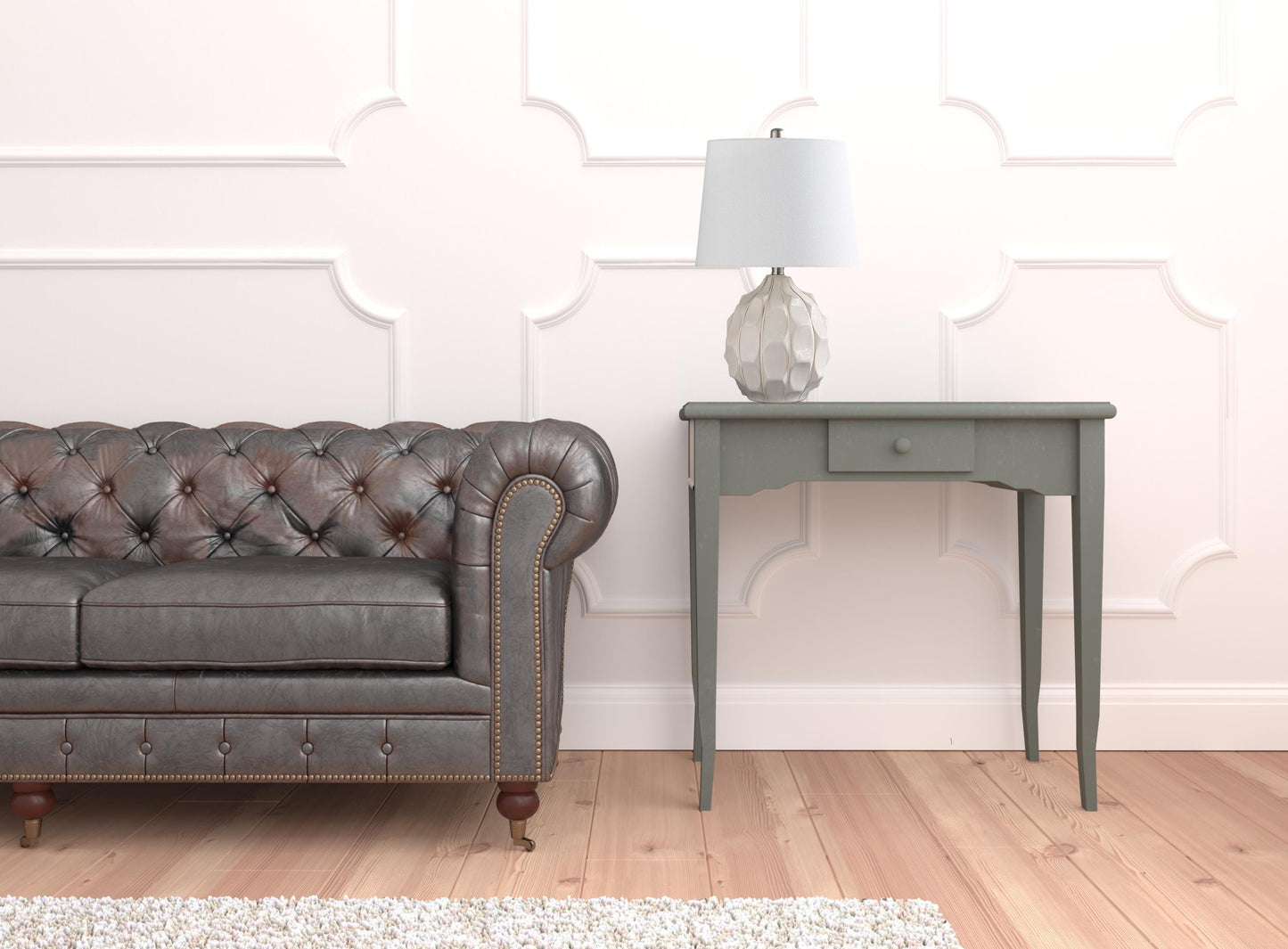 Cream Faceted Table Lamp w/ Off Shade