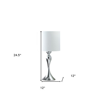Silver Sleek Table Lamp w/ Off Shade