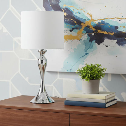 Silver Sleek Table Lamp w/ Off Shade