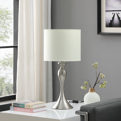 Silver Table Lamp w/ Off Shade