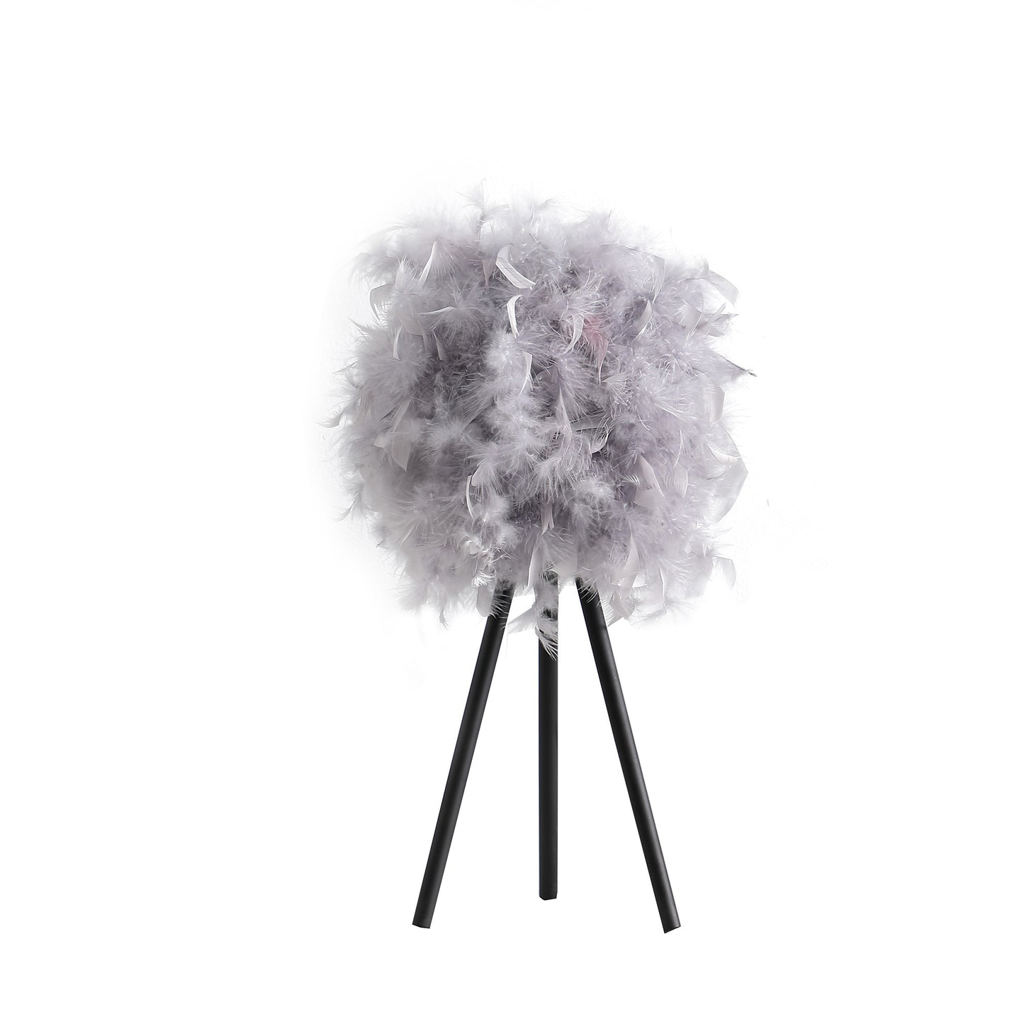 Soft Gray Feather Shade Modern Tripod Table Lamp