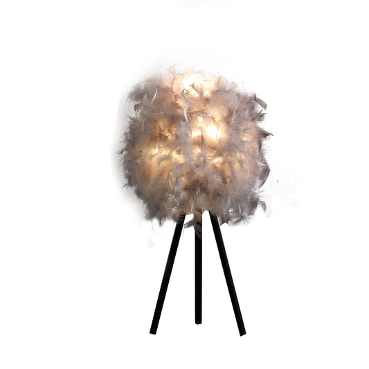 Soft Gray Feather Shade Modern Tripod Table Lamp