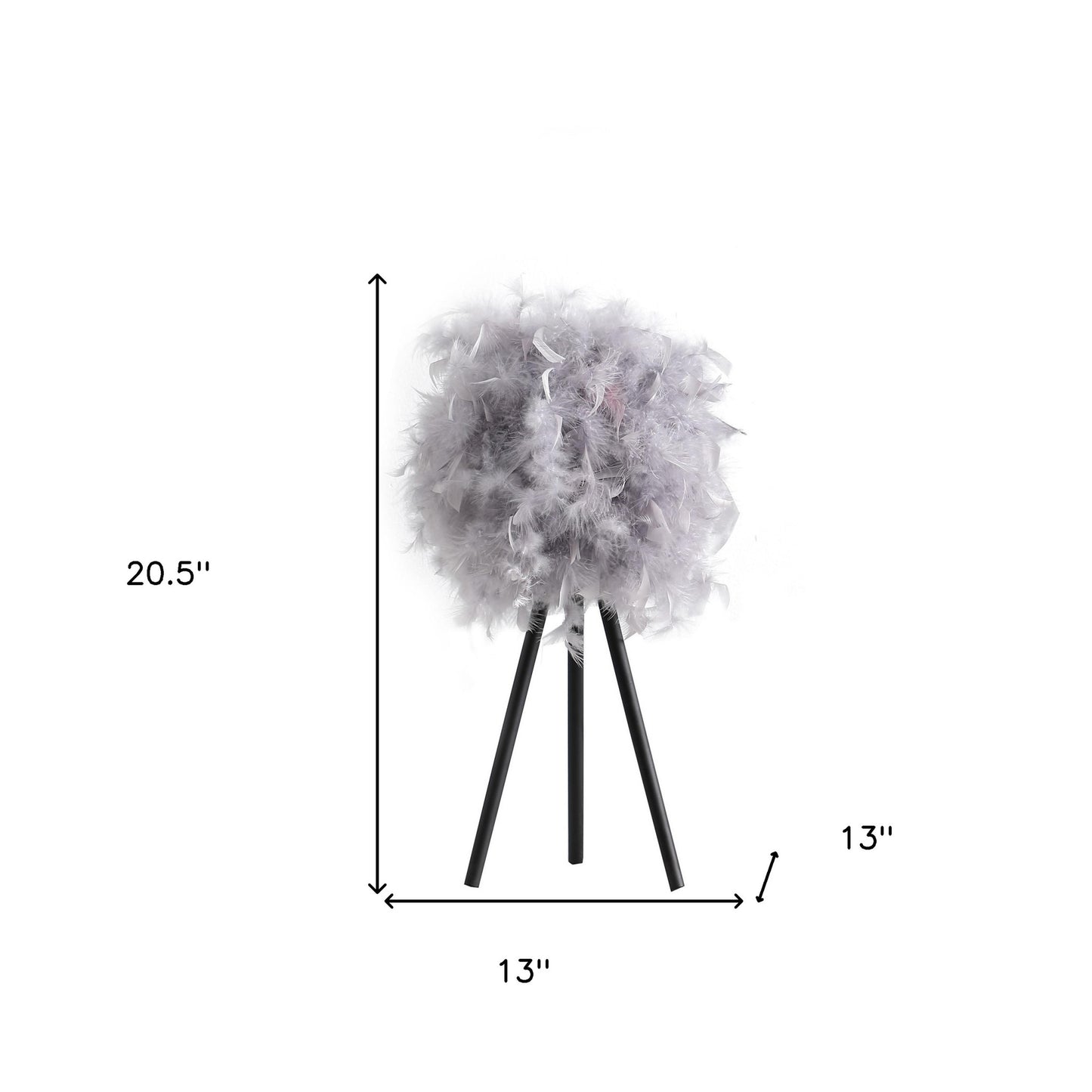 Soft Gray Feather Shade Modern Tripod Table Lamp