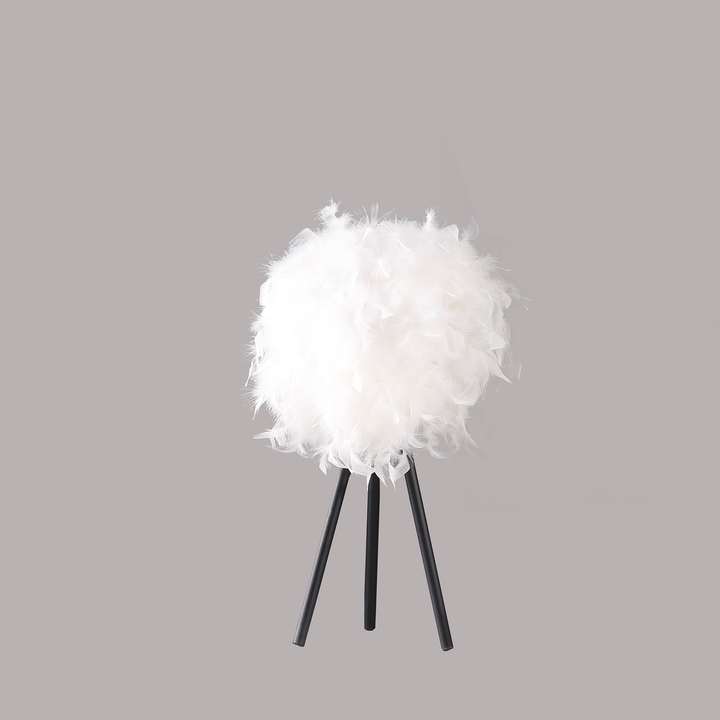 Black & White Faux Feather Tripod Table Lamp