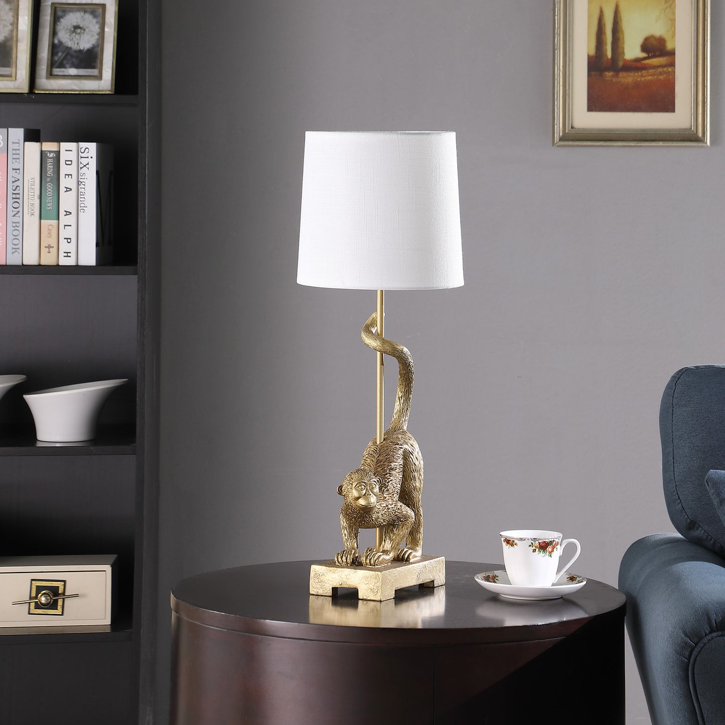 Gold Monkey Table Lamp w/ Shade