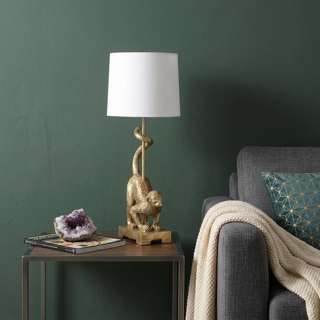 Gold Monkey Table Lamp w/ Shade