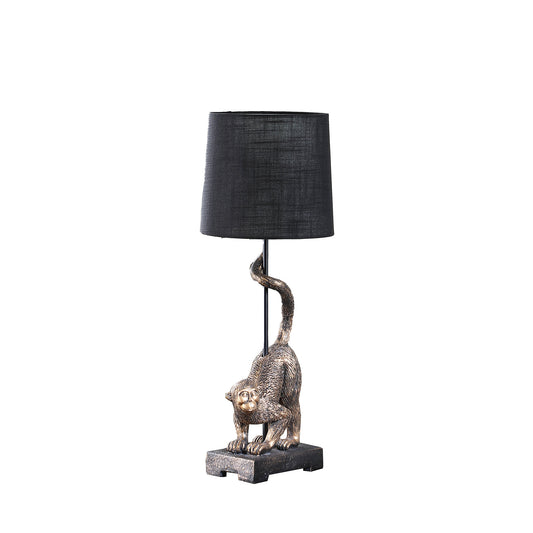 Antiqued Gold Monkey Table Lamp w/ Shade