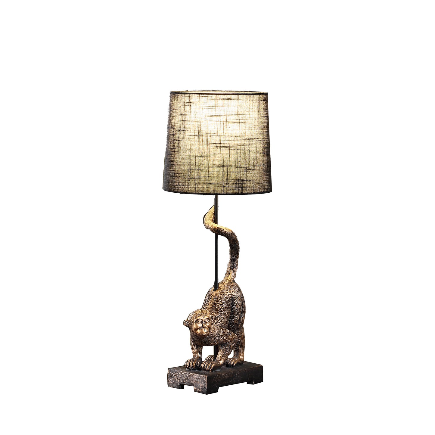Antiqued Gold Monkey Table Lamp w/ Shade