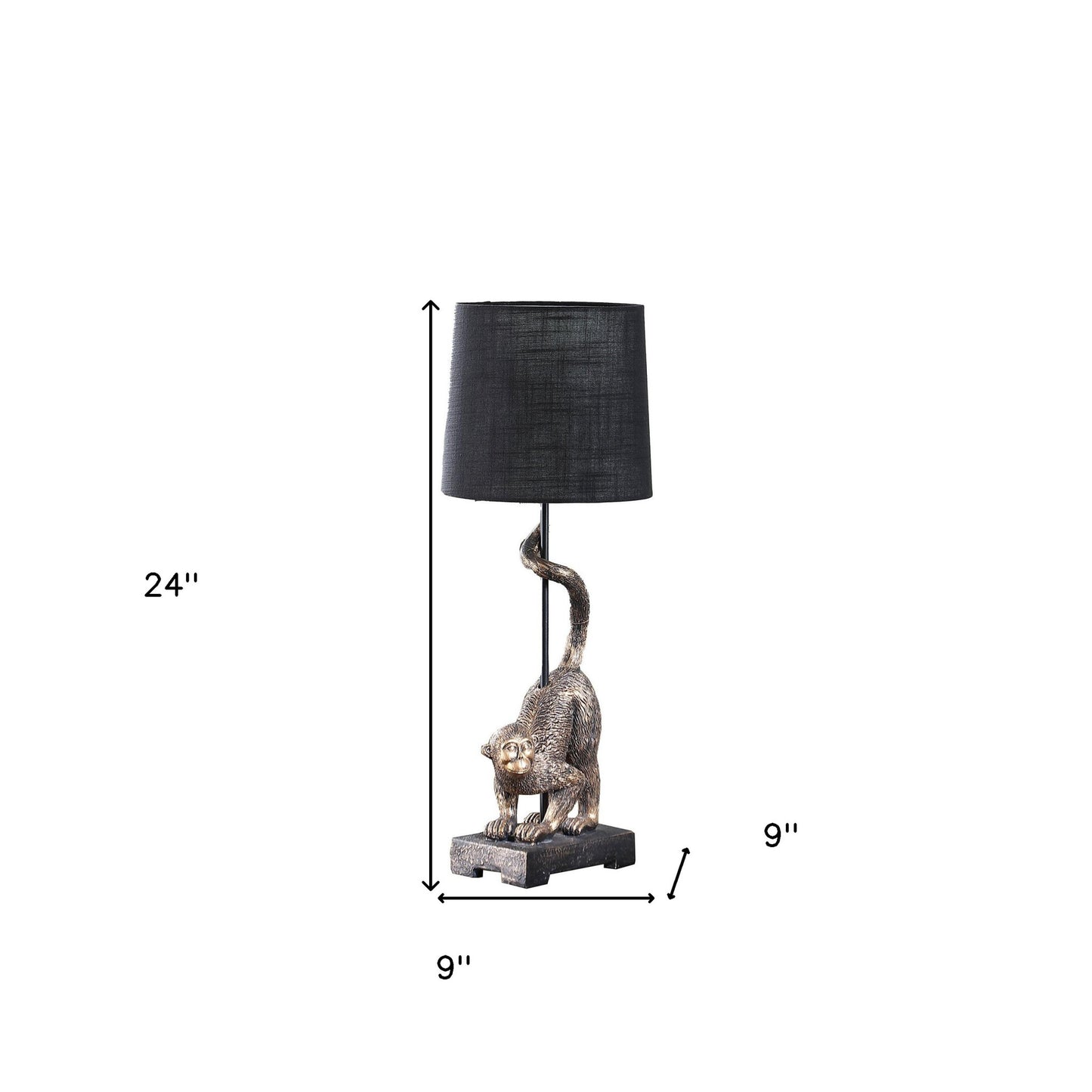Antiqued Gold Monkey Table Lamp w/ Shade