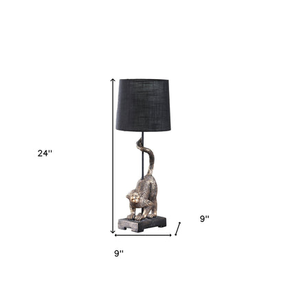 Antiqued Gold Monkey Table Lamp w/ Shade