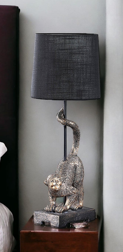 Antiqued Gold Monkey Table Lamp w/ Shade