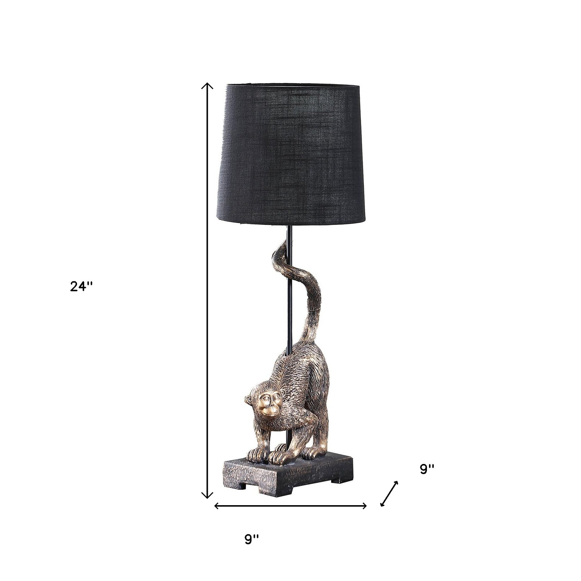 Antiqued Gold Monkey Table Lamp w/ Shade