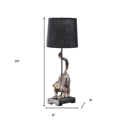 Antiqued Gold Monkey Table Lamp w/ Shade
