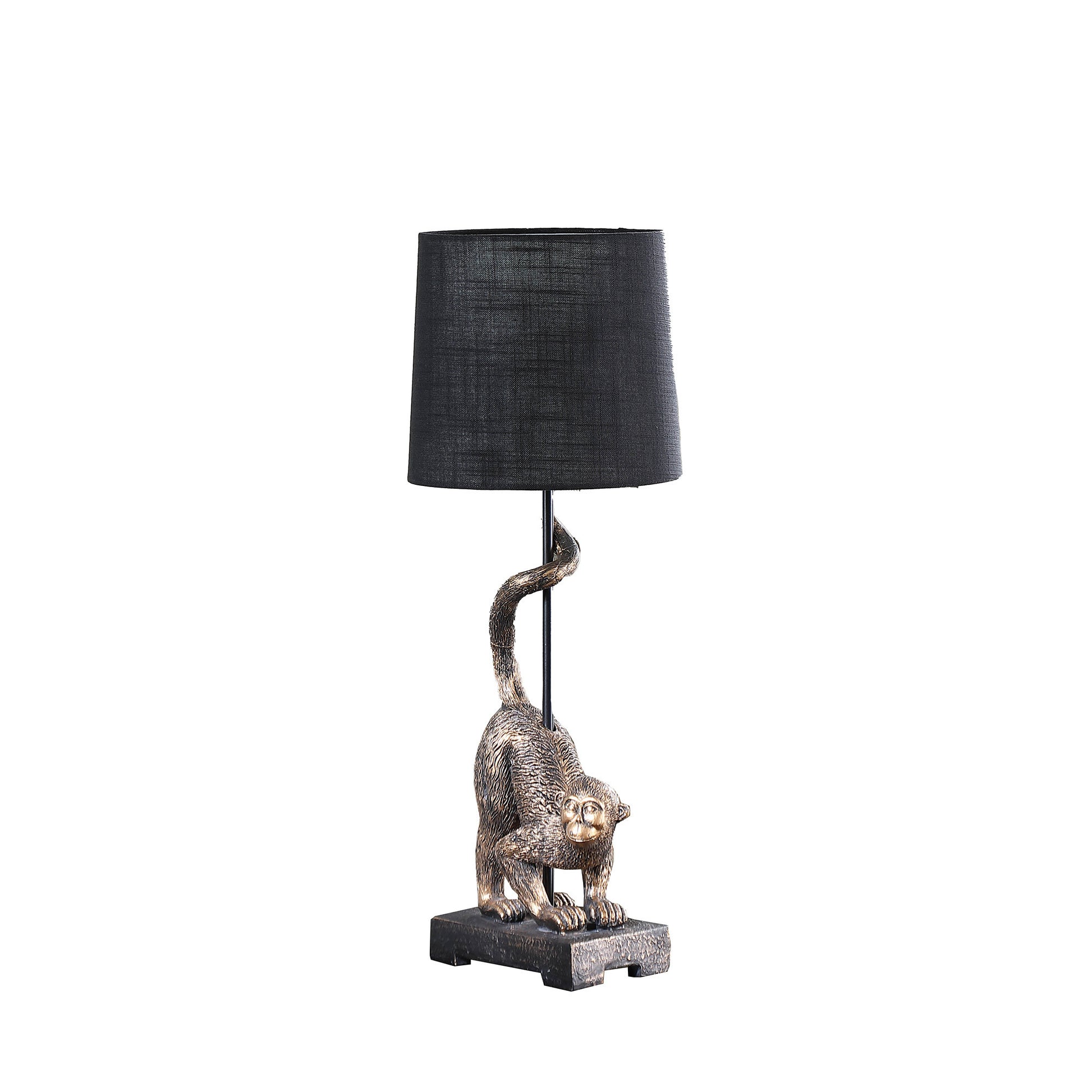 Antiqued Gold Monkey Table Lamp w/ Shade