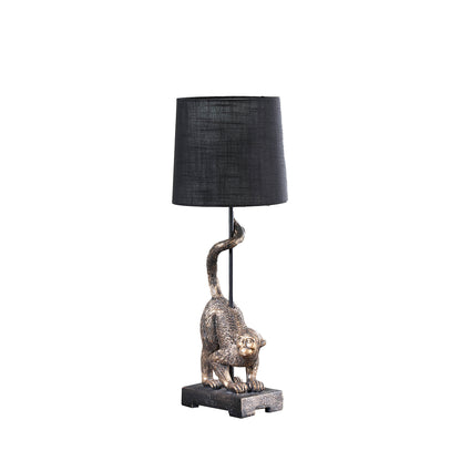 Antiqued Gold Monkey Table Lamp w/ Shade