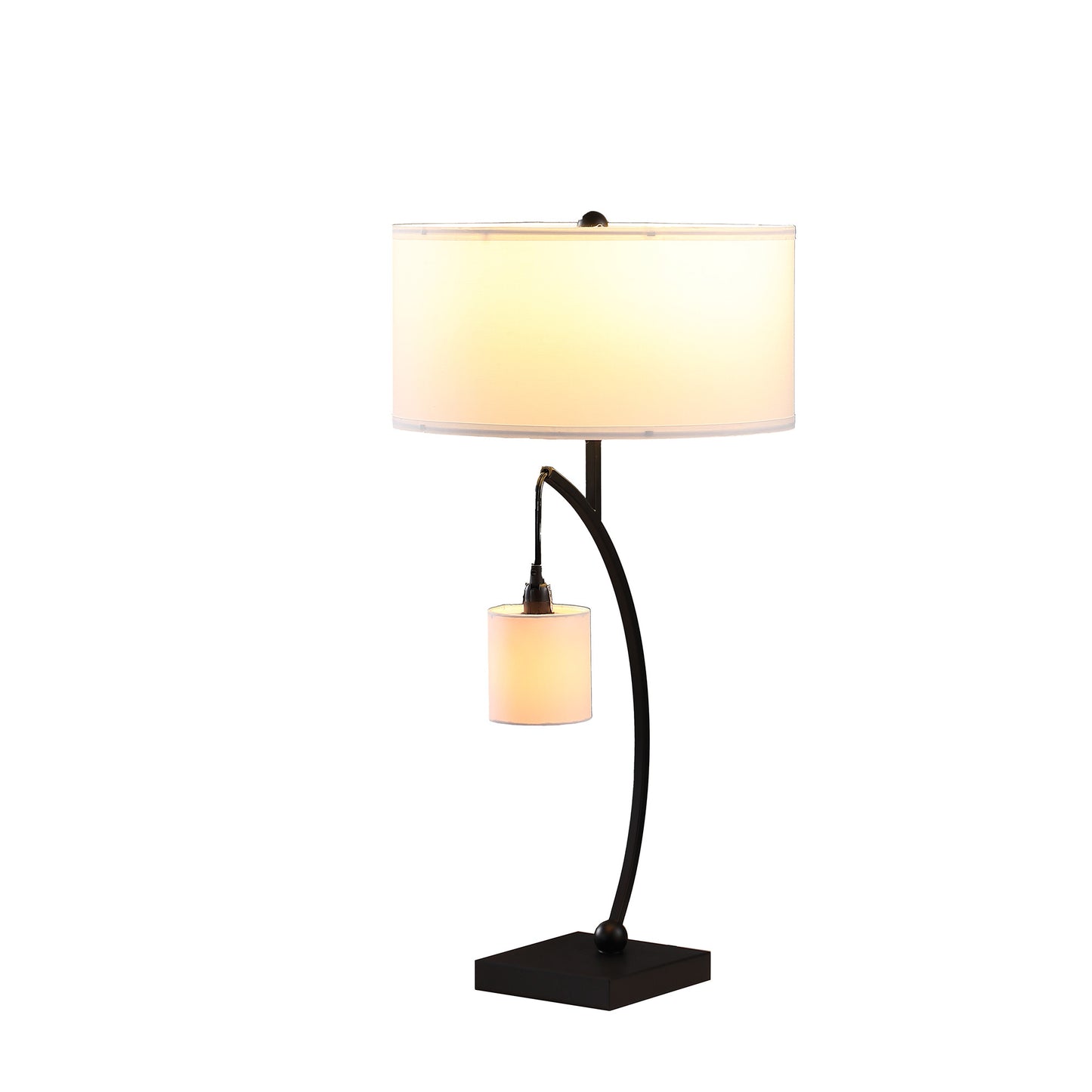 Black Two Light Table Lamp w/ Shade
