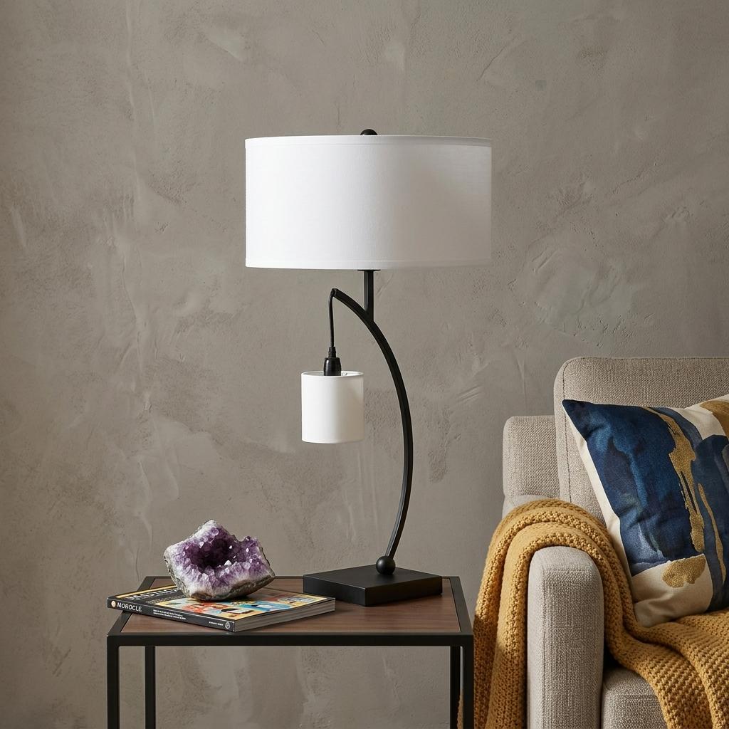 Black Two Light Table Lamp w/ Shade