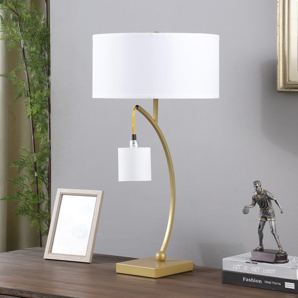 Gold Two Light Table Lamp w/ Shade