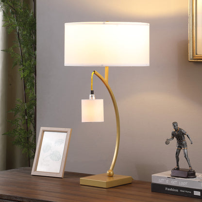 Gold Two Light Table Lamp w/ Shade