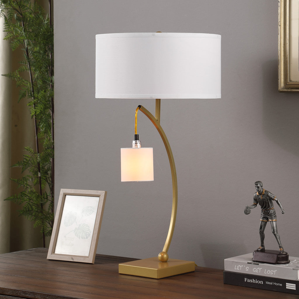 Gold Two Light Table Lamp w/ Shade