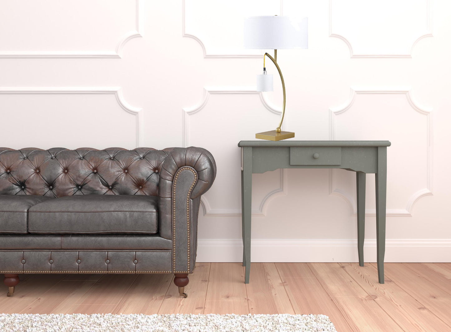 Gold Two Light Table Lamp w/ Shade