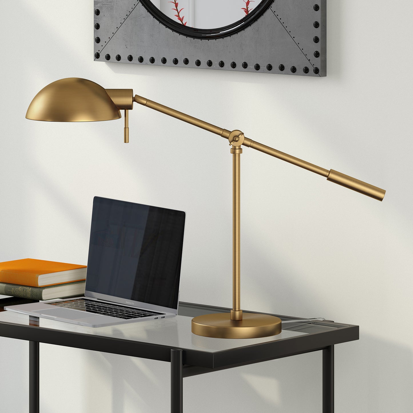 Brass Desk Table Lamp w/ Shade