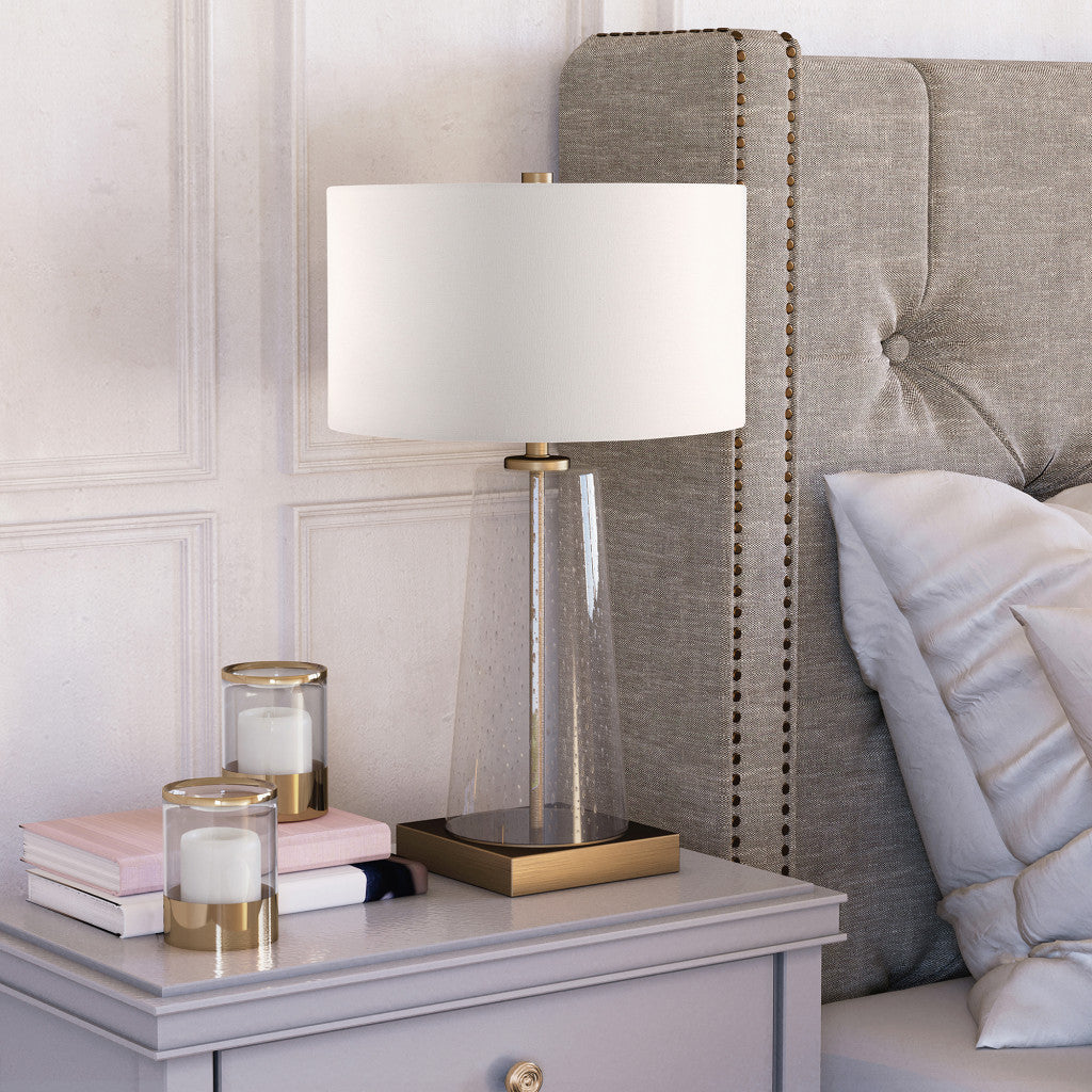 Brass & Clear & Glass Table Lamp w/ Shade