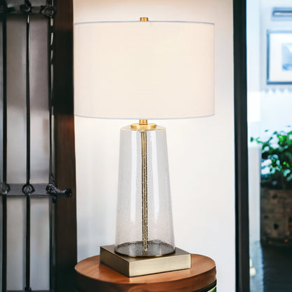 Brass & Clear & Glass Table Lamp w/ Shade