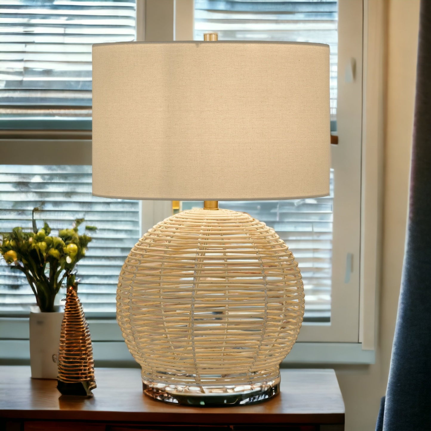 Natural Rattan Table Lamp w/ Shade
